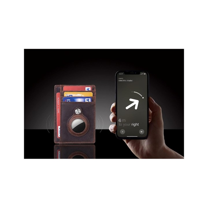 TUDETIC Cartera tarjetero con soporte AirTag - Mantén tus objetos de valor seguros y localizados TUD-WAT-NEGRVAR