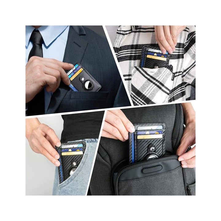 TUDETIC Cartera tarjetero con soporte AirTag - Mantén tus objetos de valor seguros y localizados TUD-WAT-NEGRVAR