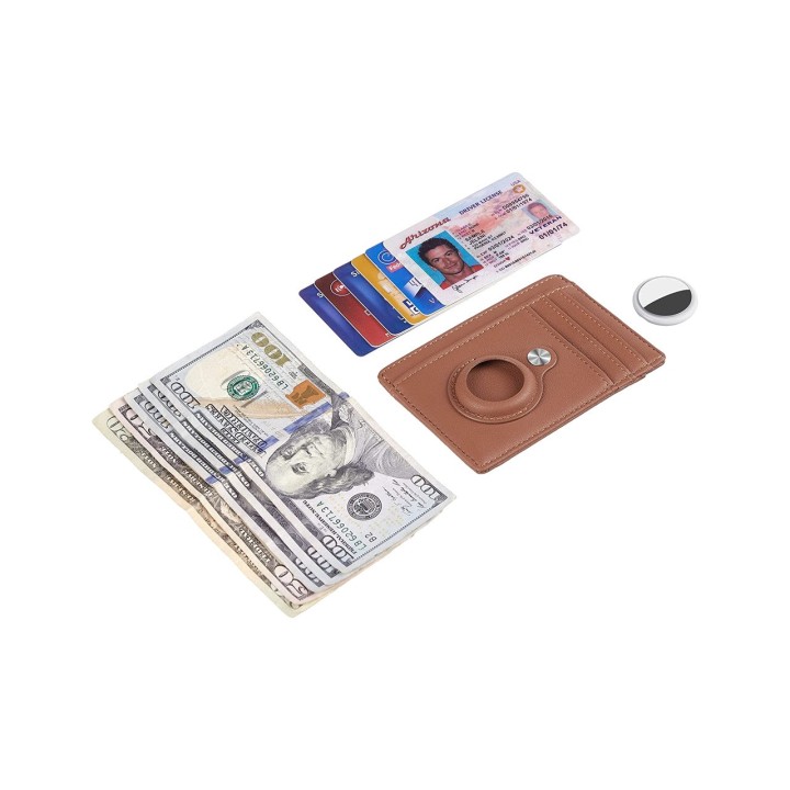 TUDETIC Cartera tarjetero con soporte AirTag - Mantén tus objetos de valor seguros y localizados TUD-WAT-NEGRVAR