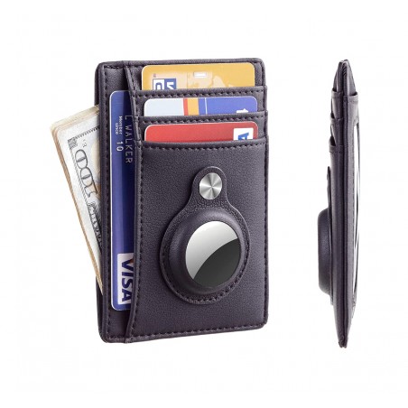 TUDETIC Card Holder Wallet with AirTag - Keep your valuables safe and located TUD-WAT-NEGRVAR