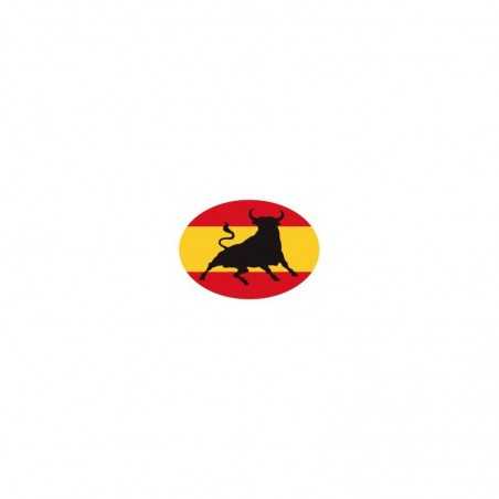 sticker adhésif taureau sur le drapeau de l'espagne  6x8 cm