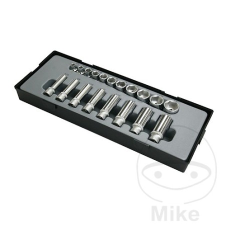 set van 19 dopsleutels 3/8