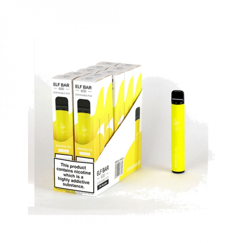 VARIOS 600 puff vape with banana flavor, display ELFBAR 20 MG 10 UNIDADES (10UD) 07282
