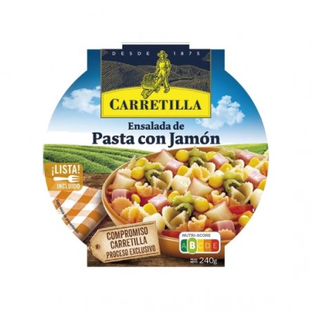 plat de salade de pâtes au jambon