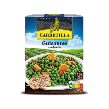 piatto di piselli con prosciutto