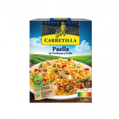 prato de paella de legumes e frango