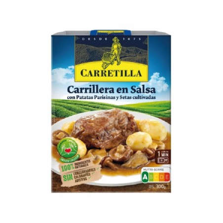 piatto di guance in salsa con patate parigine e funghi