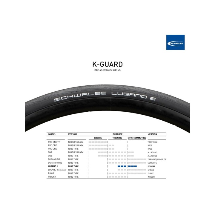 SCHWALBE Tire for bicycle LUGANO II K-GUARD 28X1.25 700X32C B/B-SK 4026495863438