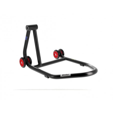 einarmiger ständer links, rote räder home track rear stand
