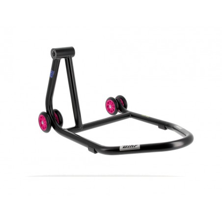 venstre monoarmstativ med lyserøde hjul home track rear stand