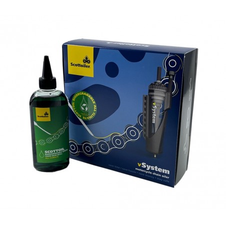 système de lubrification de chaîne avec lubrifiant biodégradable vert vsystem universal edition