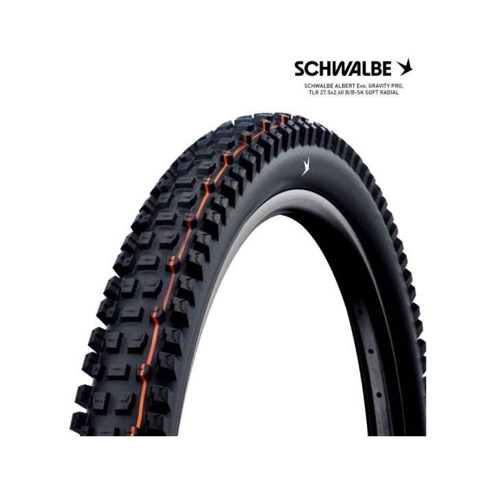 SCHWALBE Cubierta neumatico bicicleta ALBERT EVO 27.5 GRAVITY PRO SOFT RADIAL 27.5X2.60 B/B-SK 4026495945264