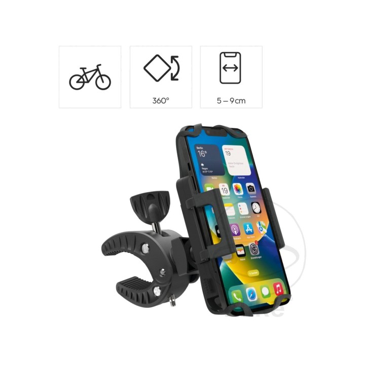 HAMA Soporte universal giratorio para móvil de bicicleta STRONG 360º 1941013