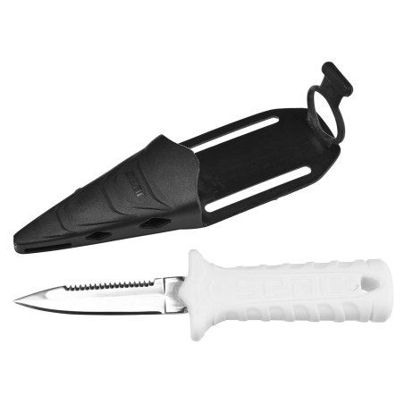 cuchillo de buceo samurai evo de acero inoxidable con bordes rectos y serrados
