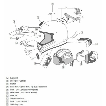 ventilação de queixo para capacete modelo mx-v ig